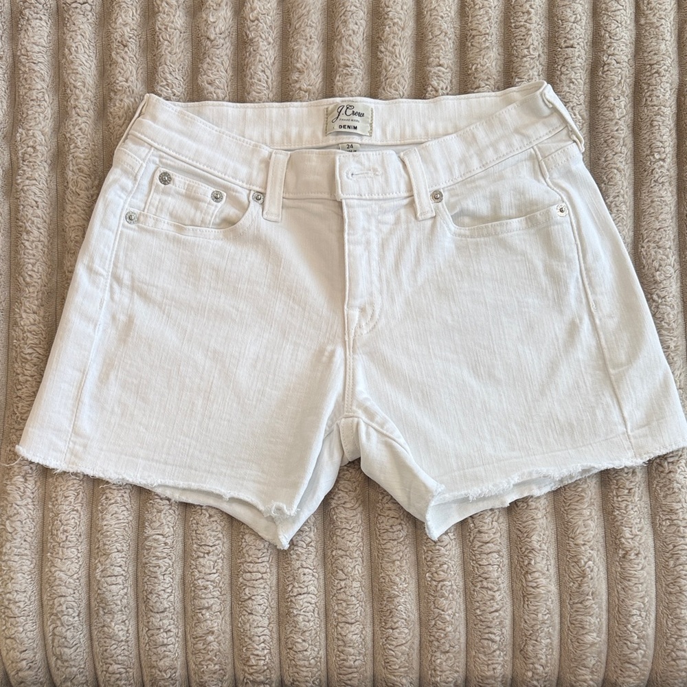 J. Crew Women's White Frayed Jean Shorts Size 24